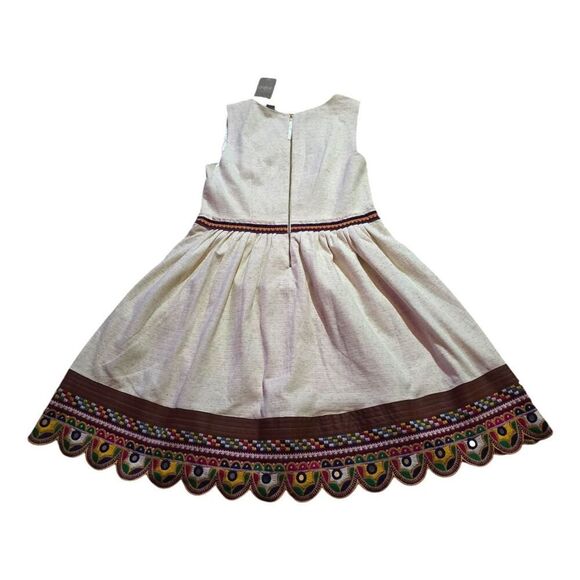 Anthropologie let me be dress linen blend embroidered scalloped sleeveless SZ XL - Picture 2 of 8